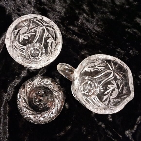 Vintage Sullivans Hand-Made 24% Pbo Cut Glass Pitcher/Creamer and sugar set - Picture 5 of 9